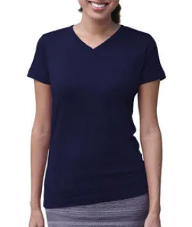 3507 LA T Ladies V-Neck Longer Length T-Shirt Navy