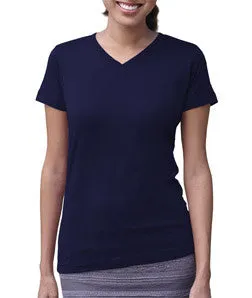 3507 LA T Ladies V-Neck Longer Length T-Shirt Navy