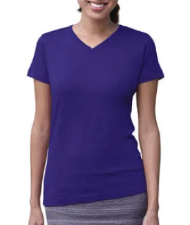 3507 LA T Ladies V-Neck Longer Length T-Shirt Purple