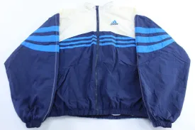 90's Adidas Embroidered Logo Blue & White Striped Windbreaker Pullover