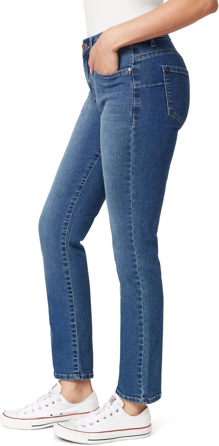 Angels Forever Young Women's Jeanie Lift Mid-Rise Straight Ankle Jeans