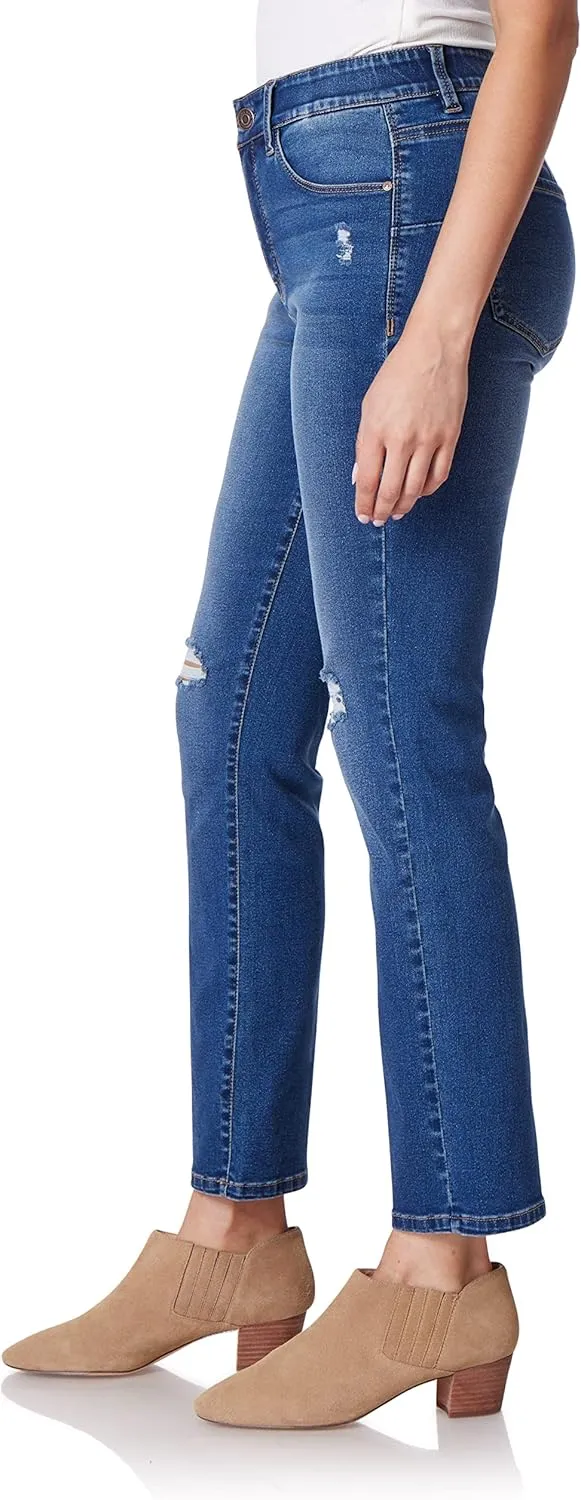 Angels Forever Young Women's Jeanie Lift Mid-Rise Straight Ankle Jeans