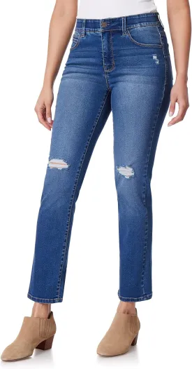 Angels Forever Young Women's Jeanie Lift Mid-Rise Straight Ankle Jeans