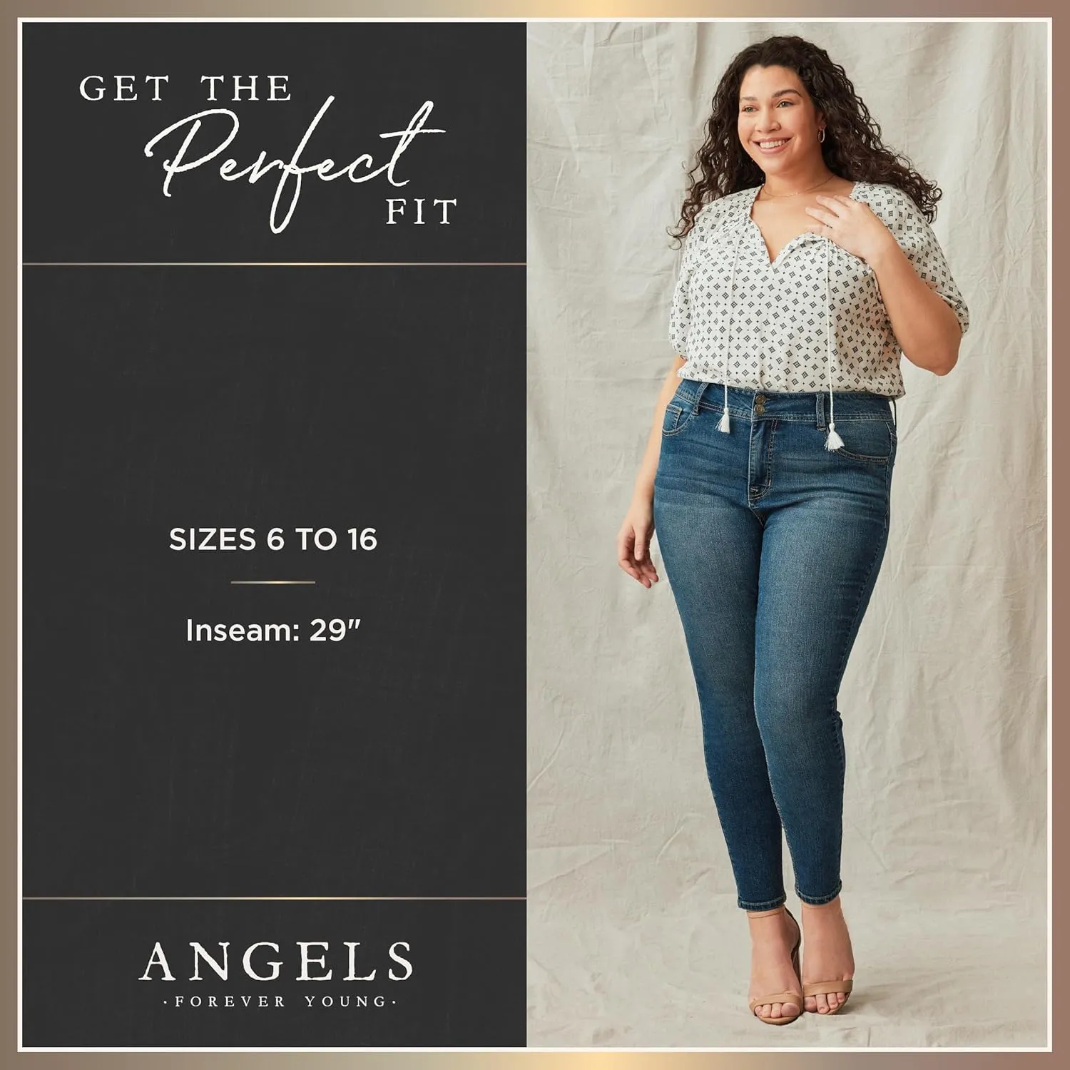 Angels Forever Young Women's Jeanie Lift Mid-Rise Straight Ankle Jeans