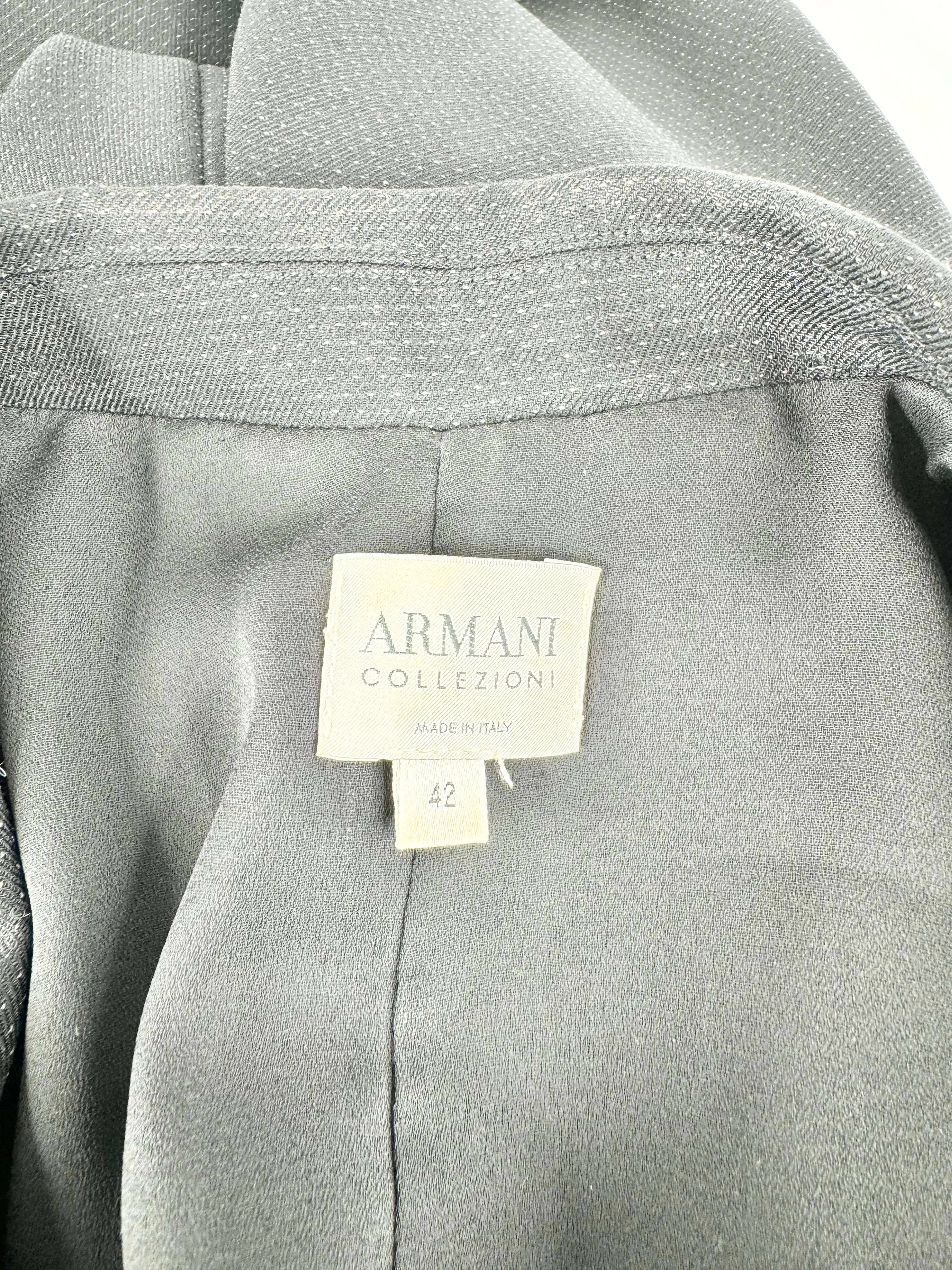Armani Collezioni Black Micro Dot Patterned Wrap Dress - AU10