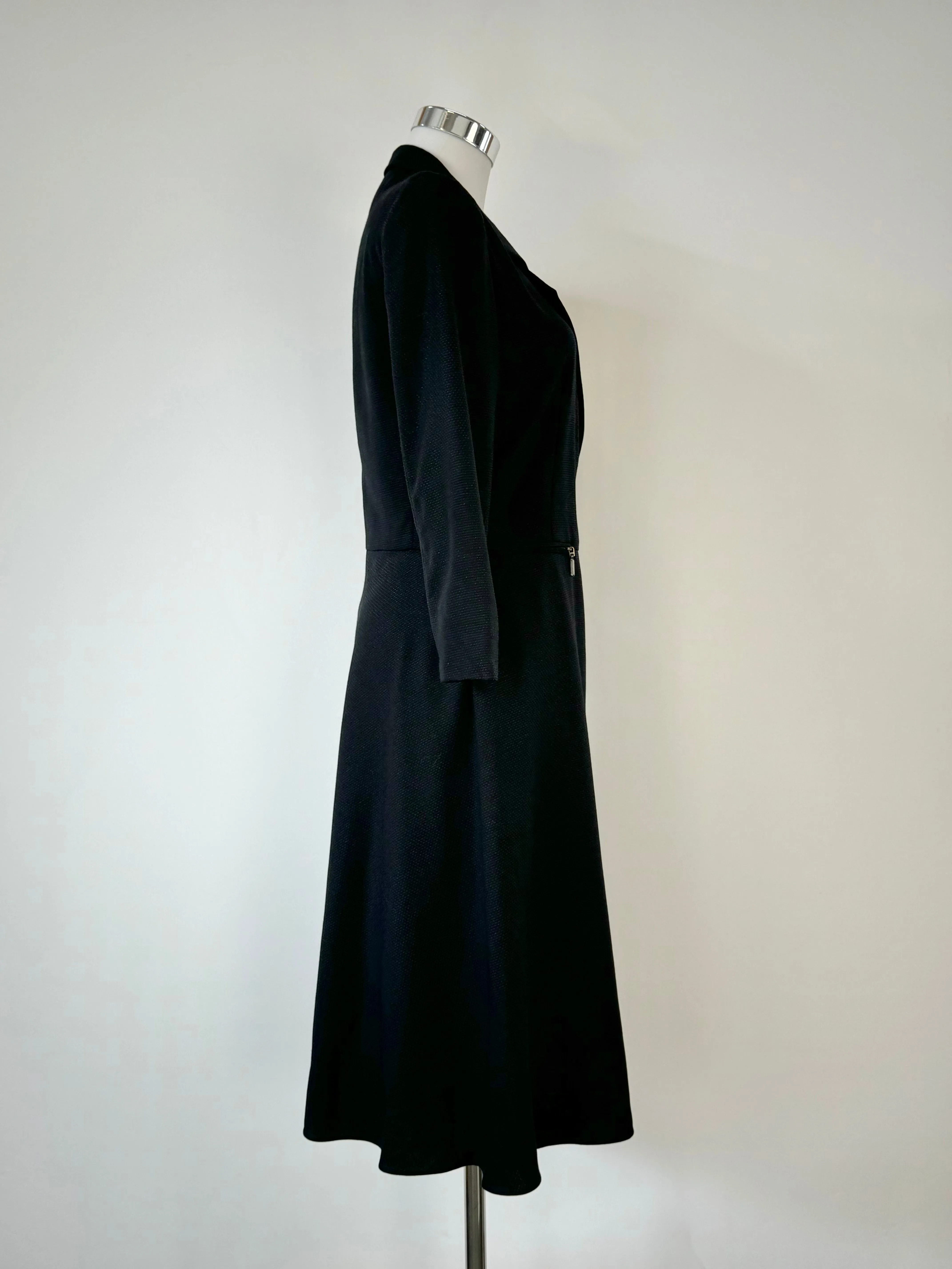 Armani Collezioni Black Micro Dot Patterned Wrap Dress - AU10
