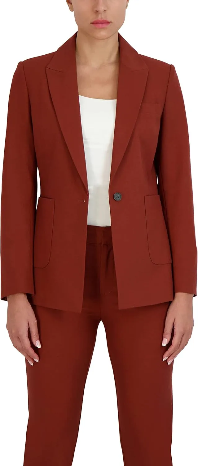 BCBGMAXAZRIA Women's Relaxed Single Breasted Blazer Long Sleeve Button Front Peak Lapel Jacket