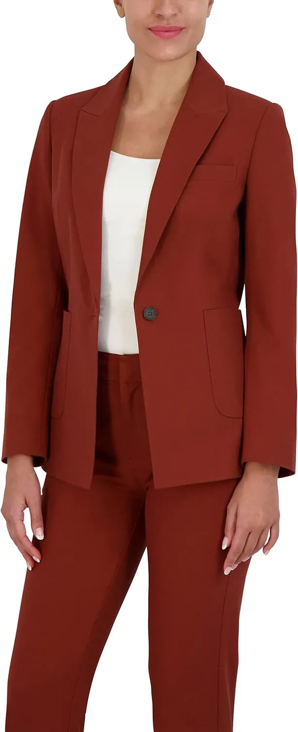 BCBGMAXAZRIA Women's Relaxed Single Breasted Blazer Long Sleeve Button Front Peak Lapel Jacket