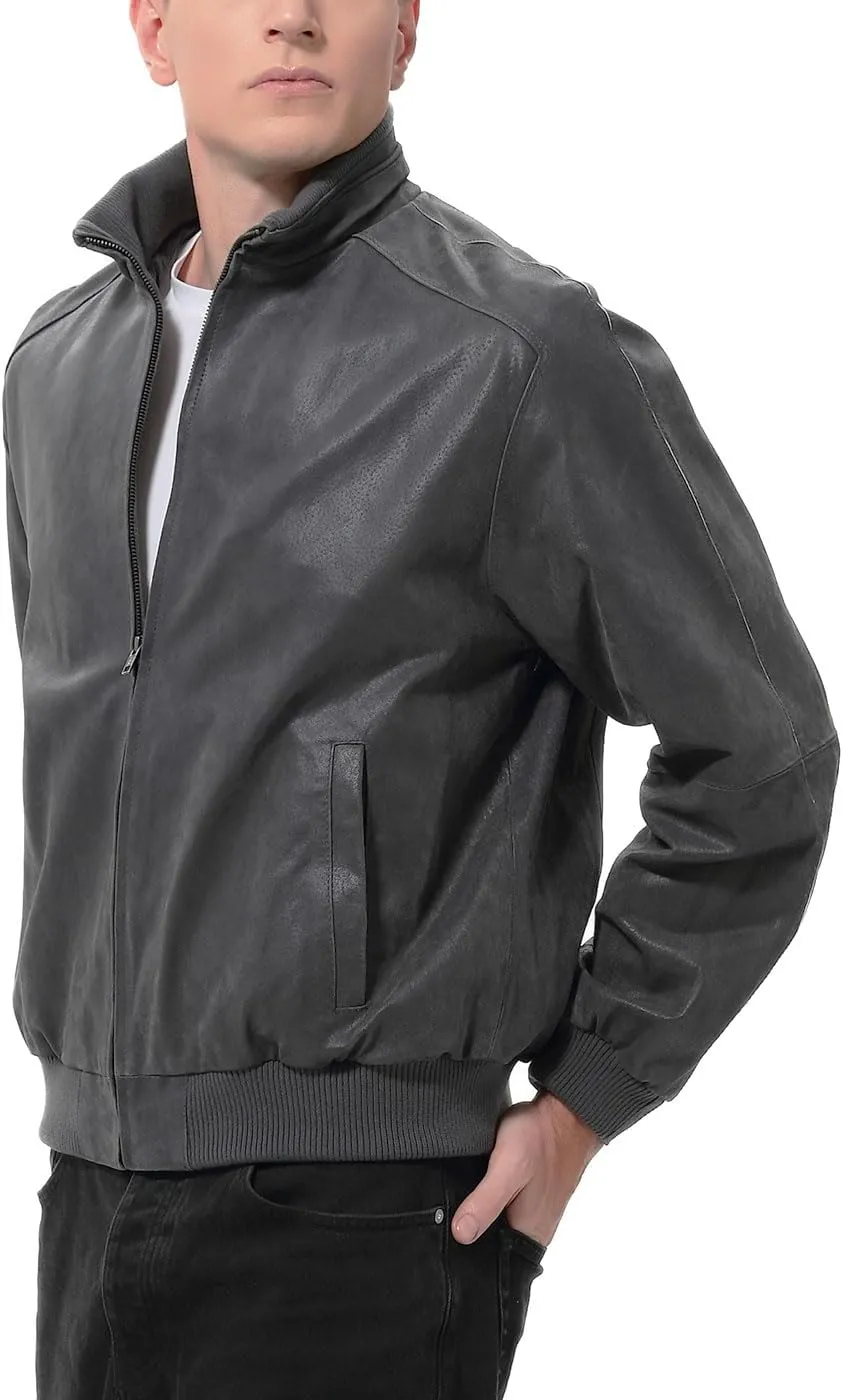 BGSD Men City Lambskin Leather Bomber Jacket (Also available in Big and Tall)