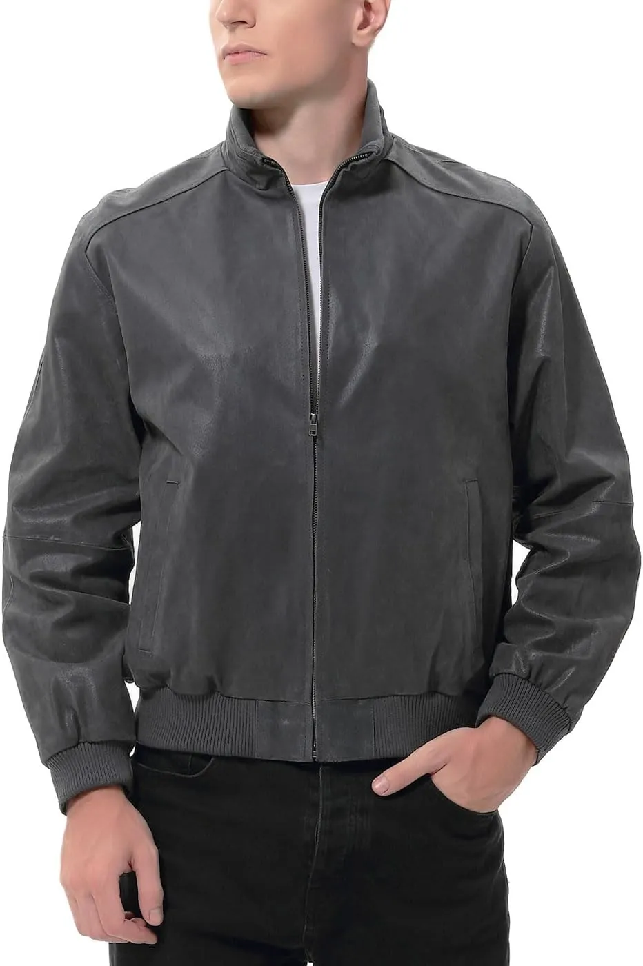 BGSD Men City Lambskin Leather Bomber Jacket (Also available in Big and Tall)