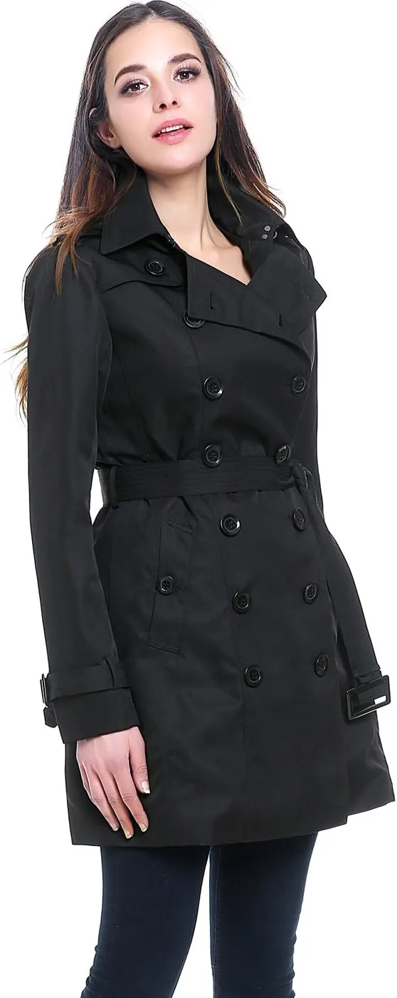 BGSD Women Viv Waterproof Hooded Mid Length Trench Coat