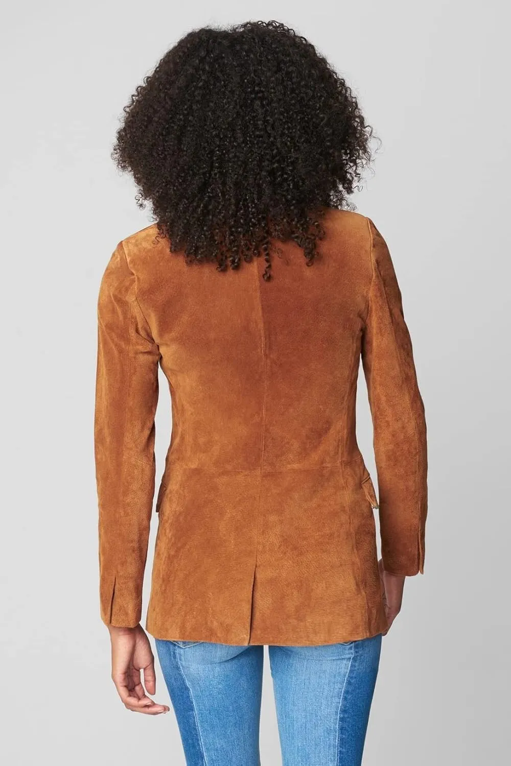 [BLANKNYC] Womens Real Suede Blazer, Double Breasted, Comfortable Jacket & Stylish Coat