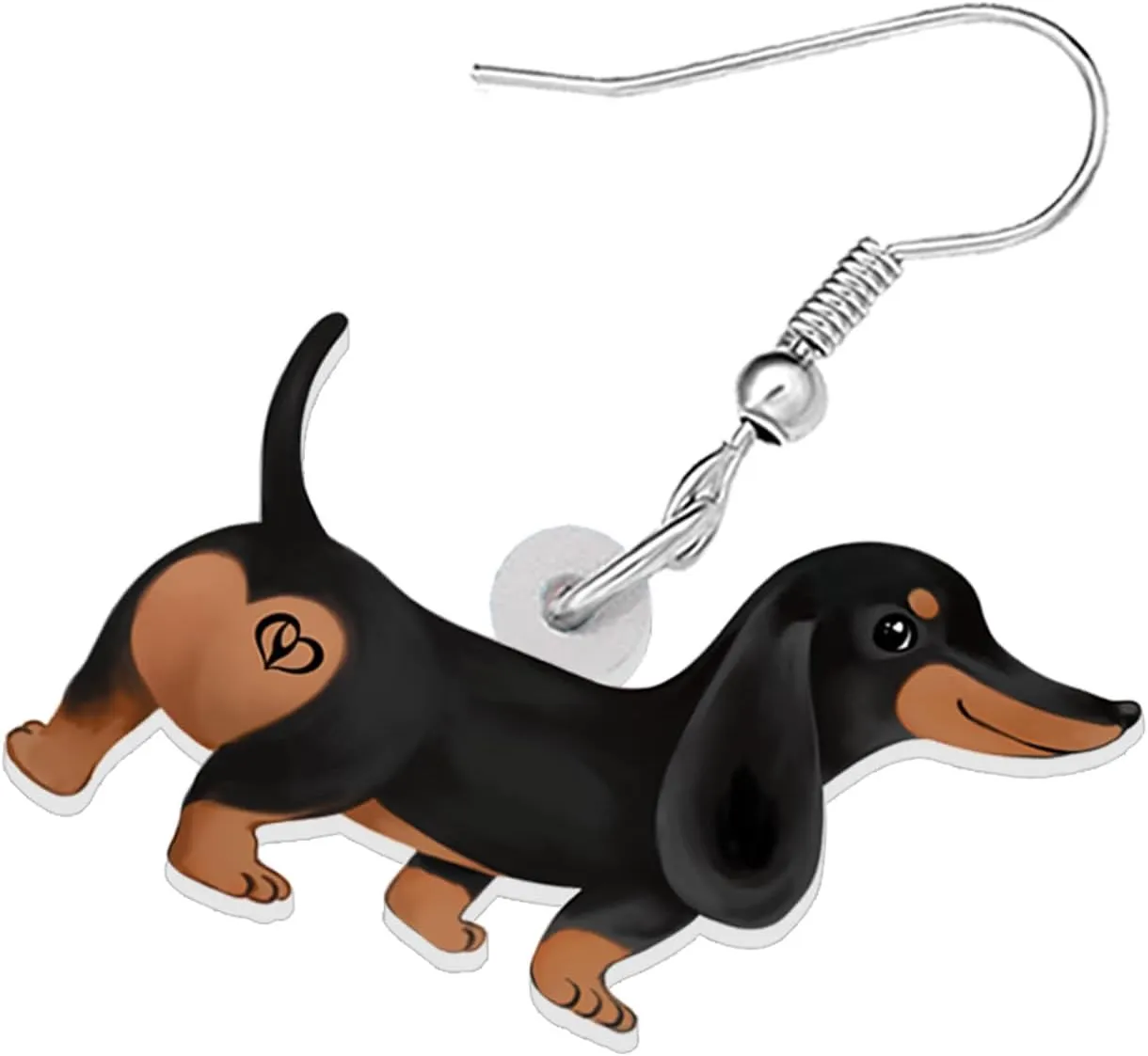 BONSNY Acrylic Cute Pink Heart Love Dog Breeds Puppy Earrings Drop Dangle Jewelry For Women Gift Charms