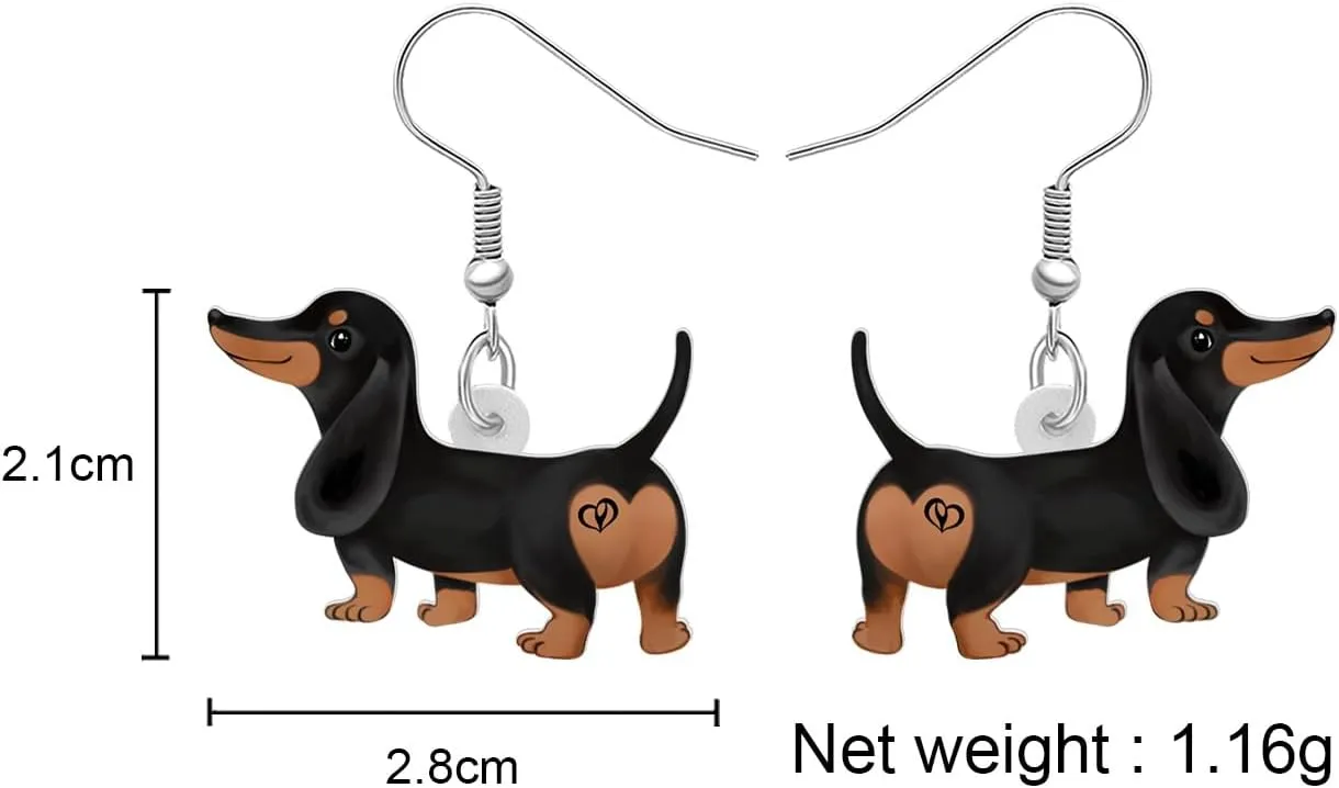 BONSNY Acrylic Cute Pink Heart Love Dog Breeds Puppy Earrings Drop Dangle Jewelry For Women Gift Charms