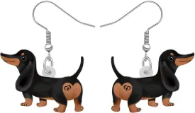 BONSNY Acrylic Cute Pink Heart Love Dog Breeds Puppy Earrings Drop Dangle Jewelry For Women Gift Charms