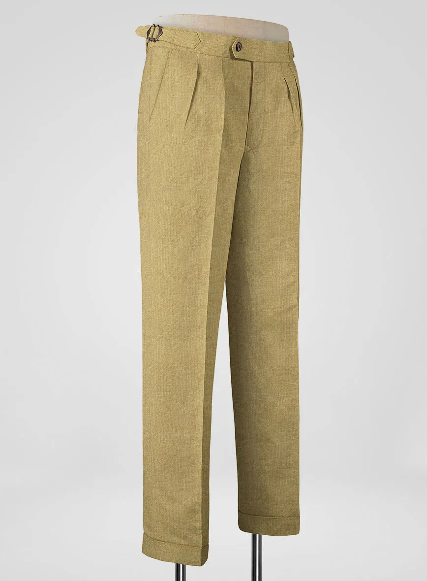 British Khaki Linen Highland Trousers