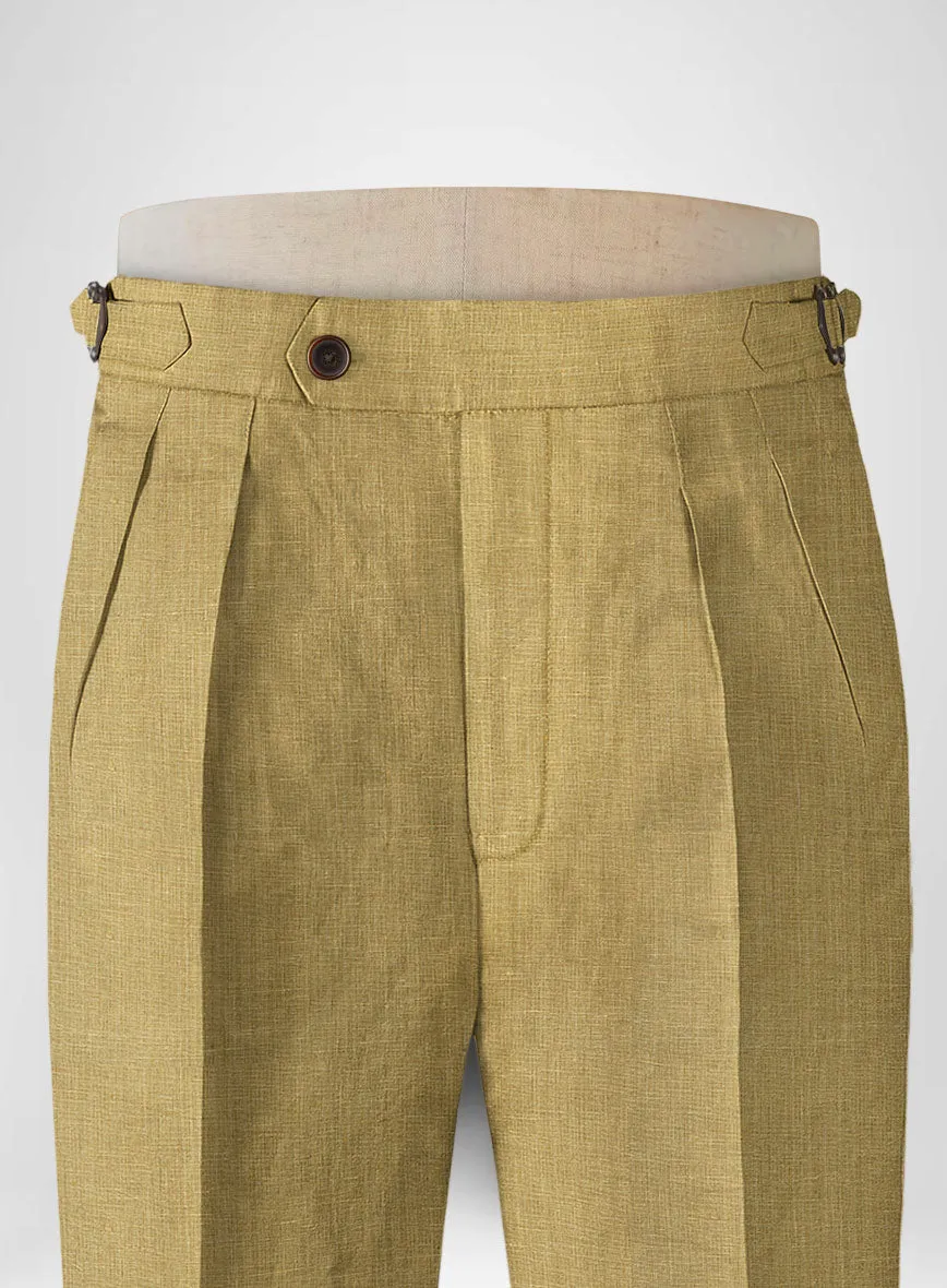 British Khaki Linen Highland Trousers