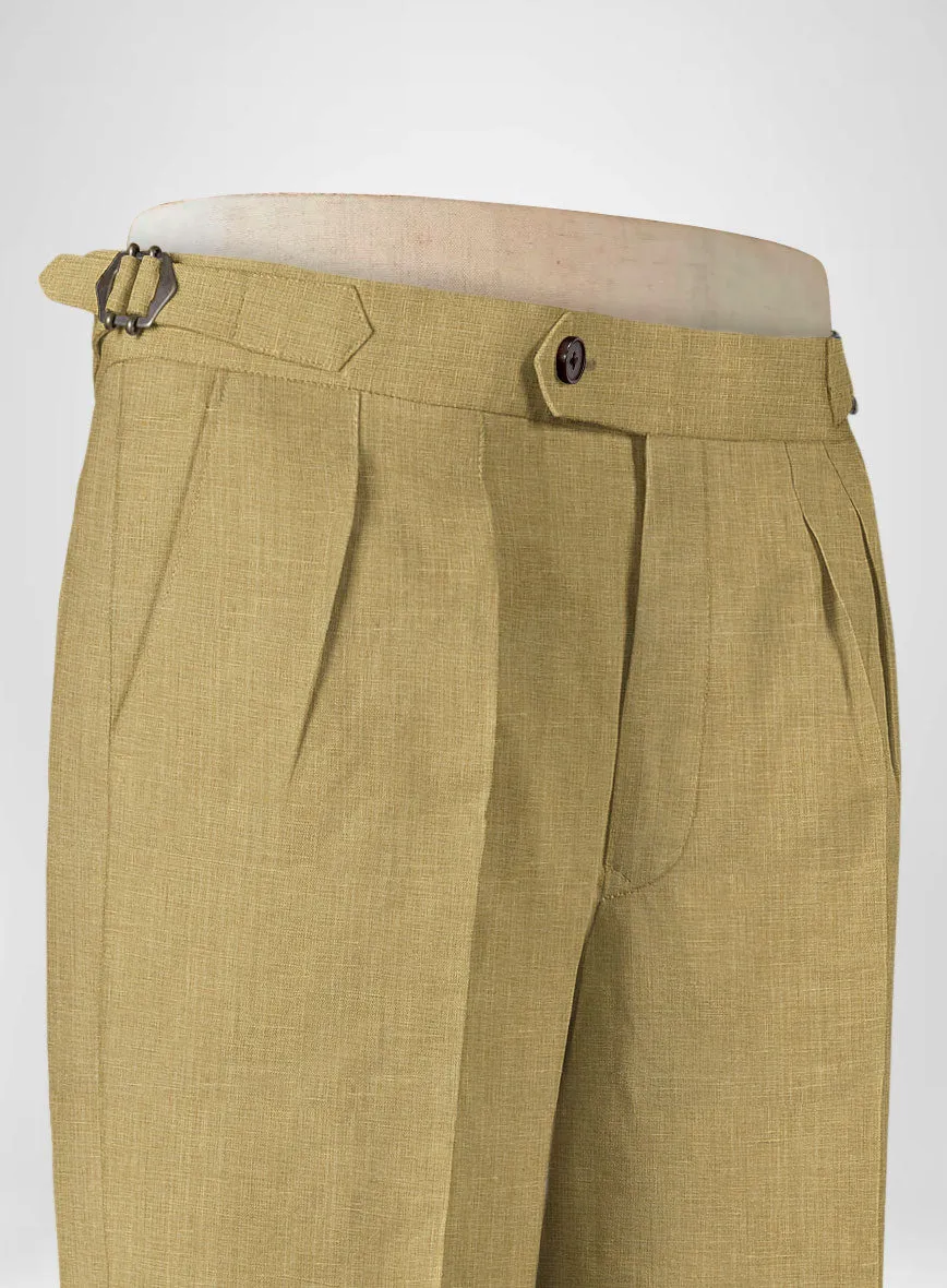 British Khaki Linen Highland Trousers
