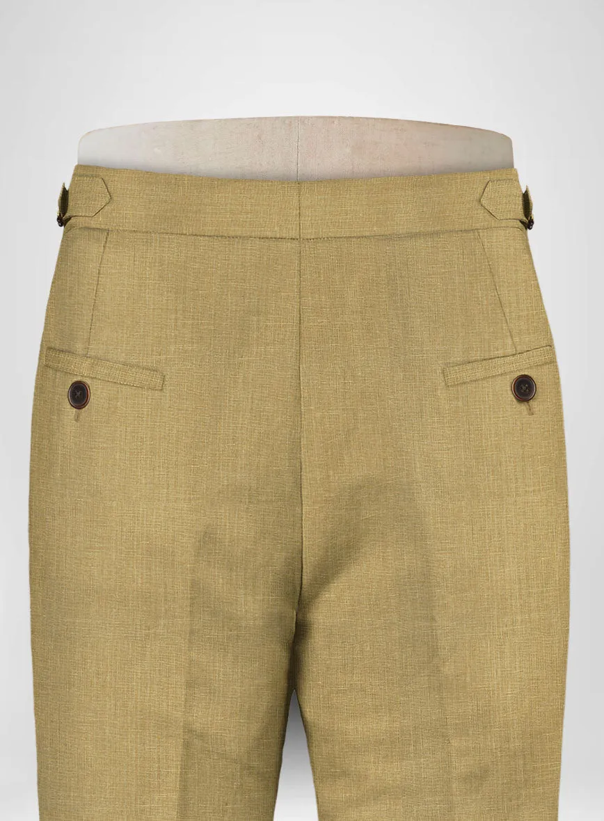 British Khaki Linen Highland Trousers