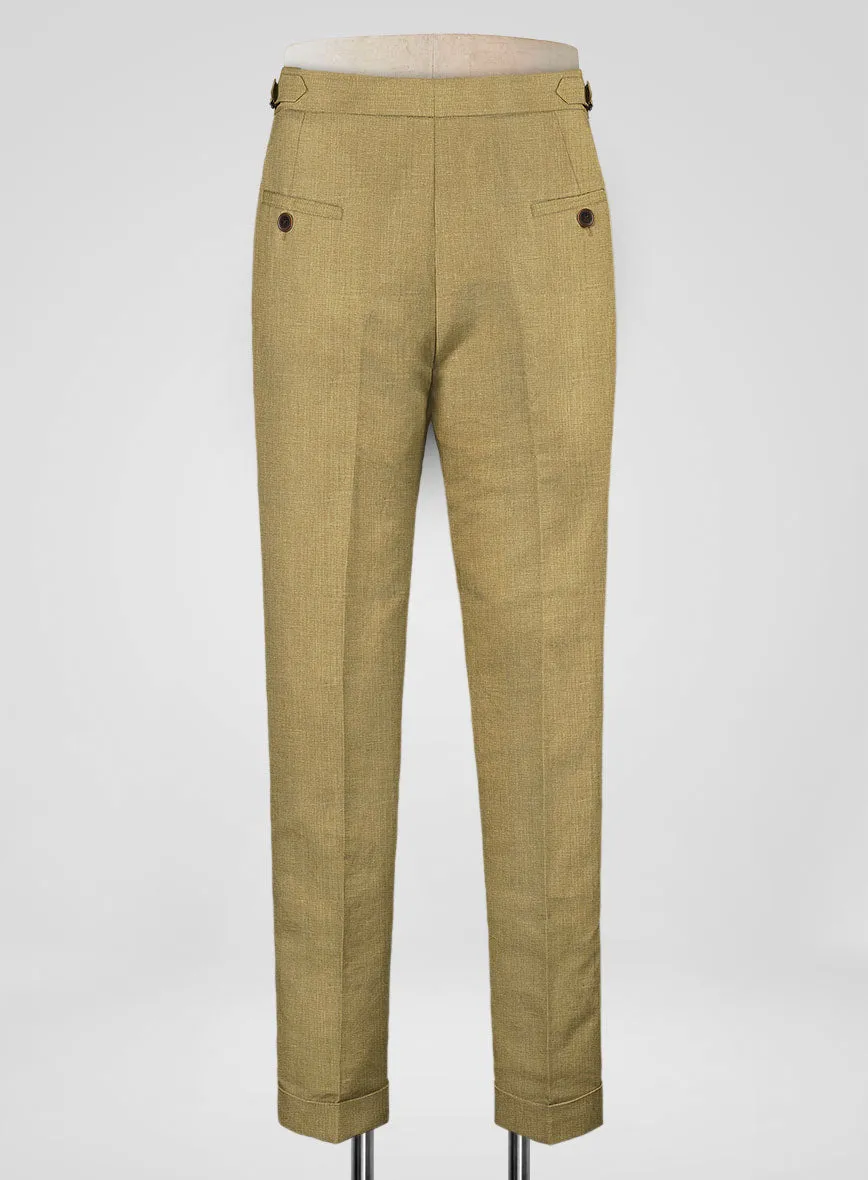 British Khaki Linen Highland Trousers