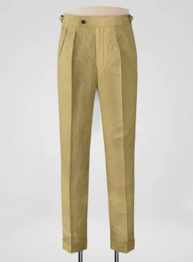 British Khaki Linen Highland Trousers