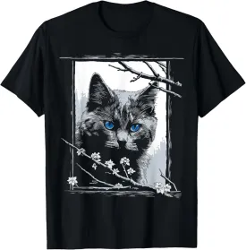 Cat Drawing Portrait Animal Face Art Graphic Cat T-Shirt