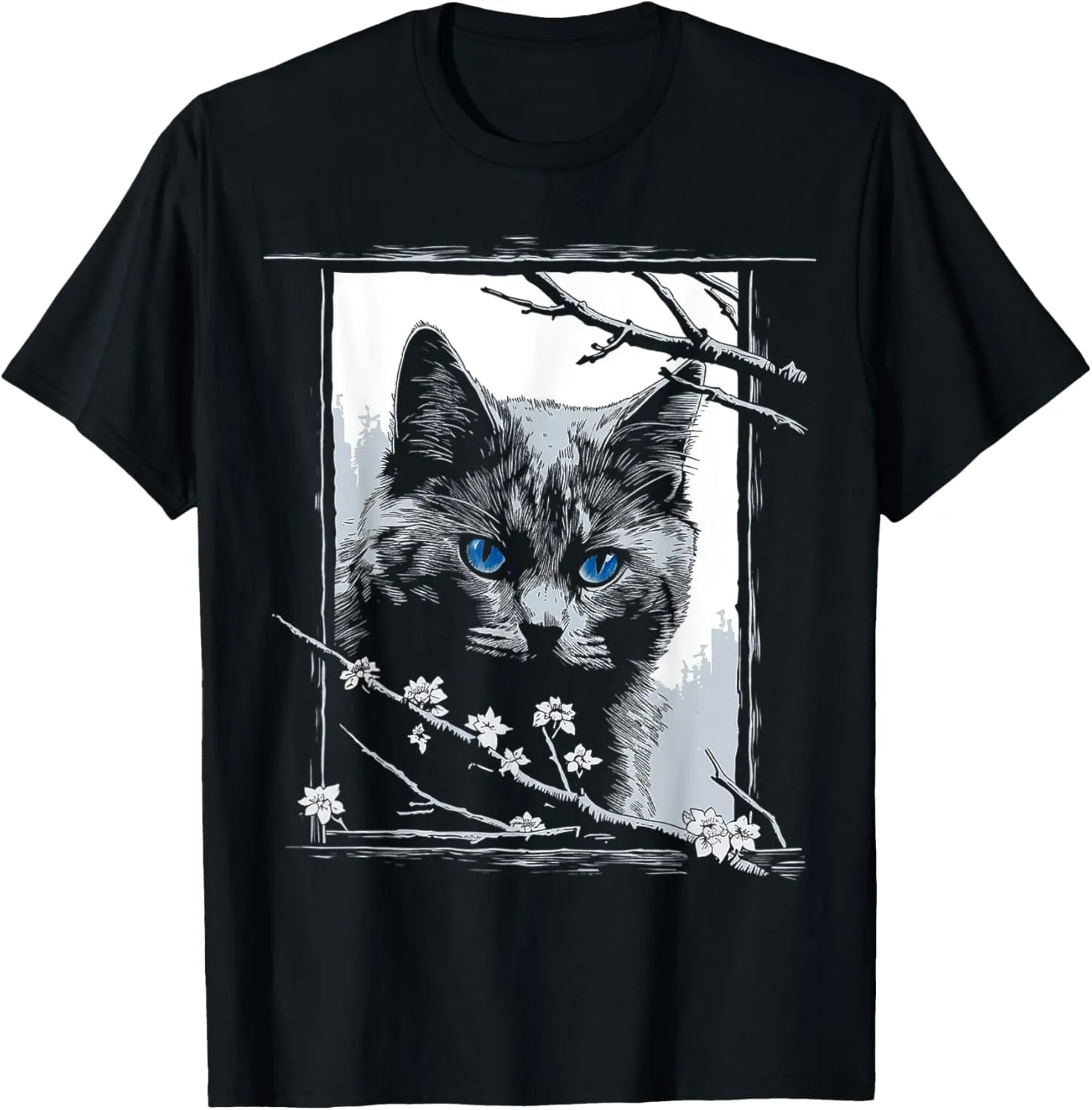 Cat Drawing Portrait Animal Face Art Graphic Cat T-Shirt