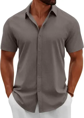COOFANDY Men's Button Down Shirts Short Sleeve Casual Summer Beach Shirts Vacation Wedding Shirts