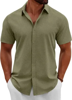 COOFANDY Men's Button Down Shirts Short Sleeve Casual Summer Beach Shirts Vacation Wedding Shirts
