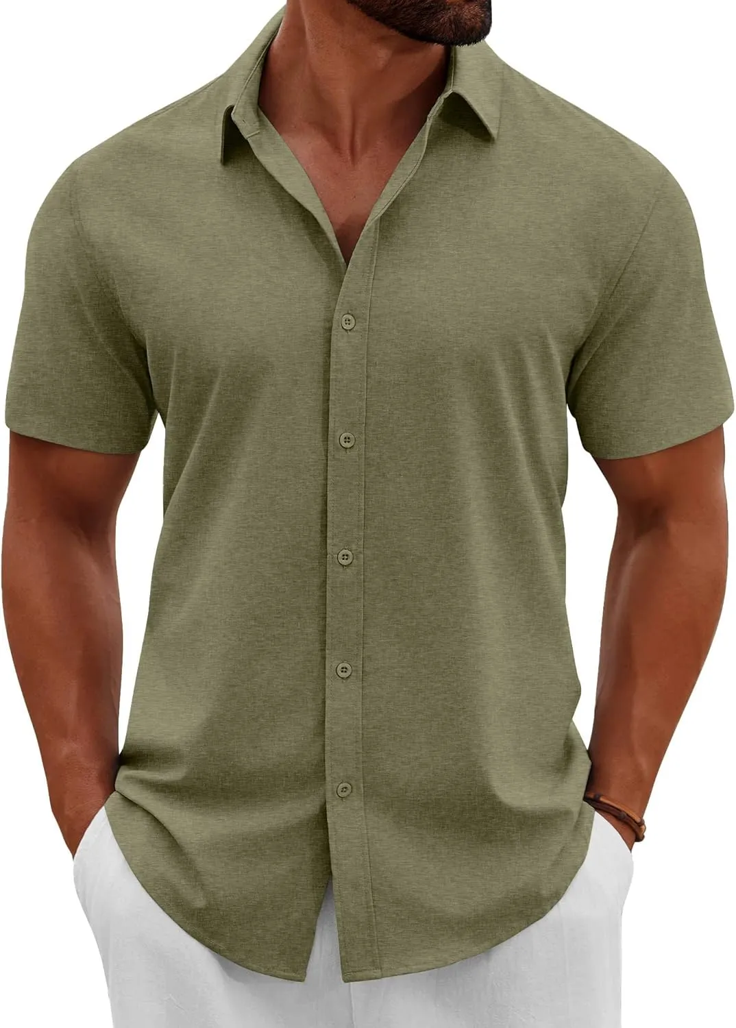 COOFANDY Men's Button Down Shirts Short Sleeve Casual Summer Beach Shirts Vacation Wedding Shirts