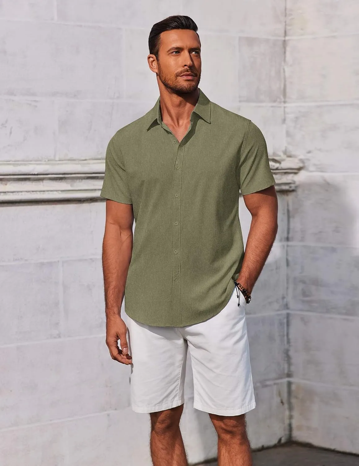 COOFANDY Men's Button Down Shirts Short Sleeve Casual Summer Beach Shirts Vacation Wedding Shirts