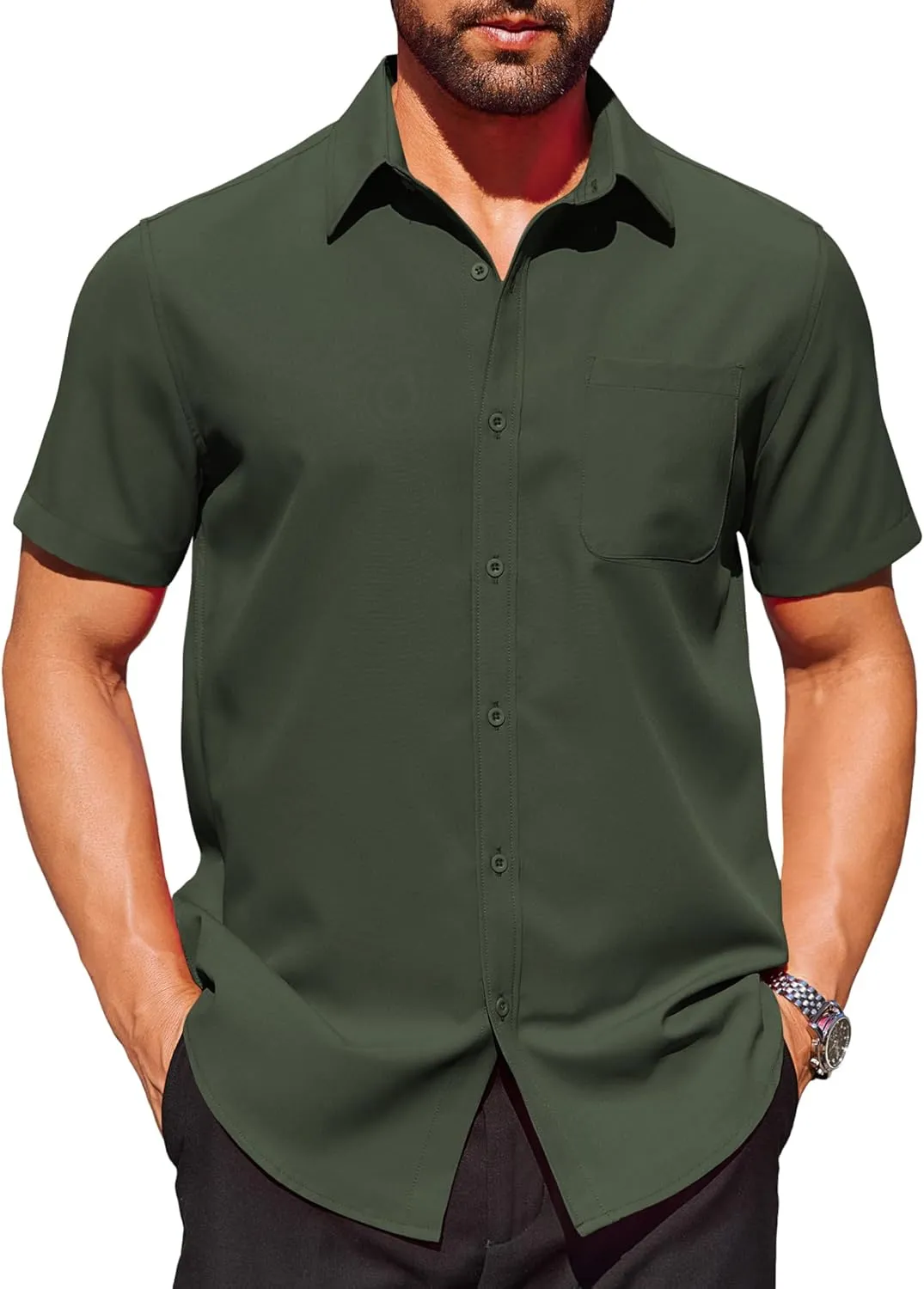 COOFANDY Mens Short Sleeve Dress Shirts Wrinkle Free Button Down Shirts Stain Shield Shirts with Pocket