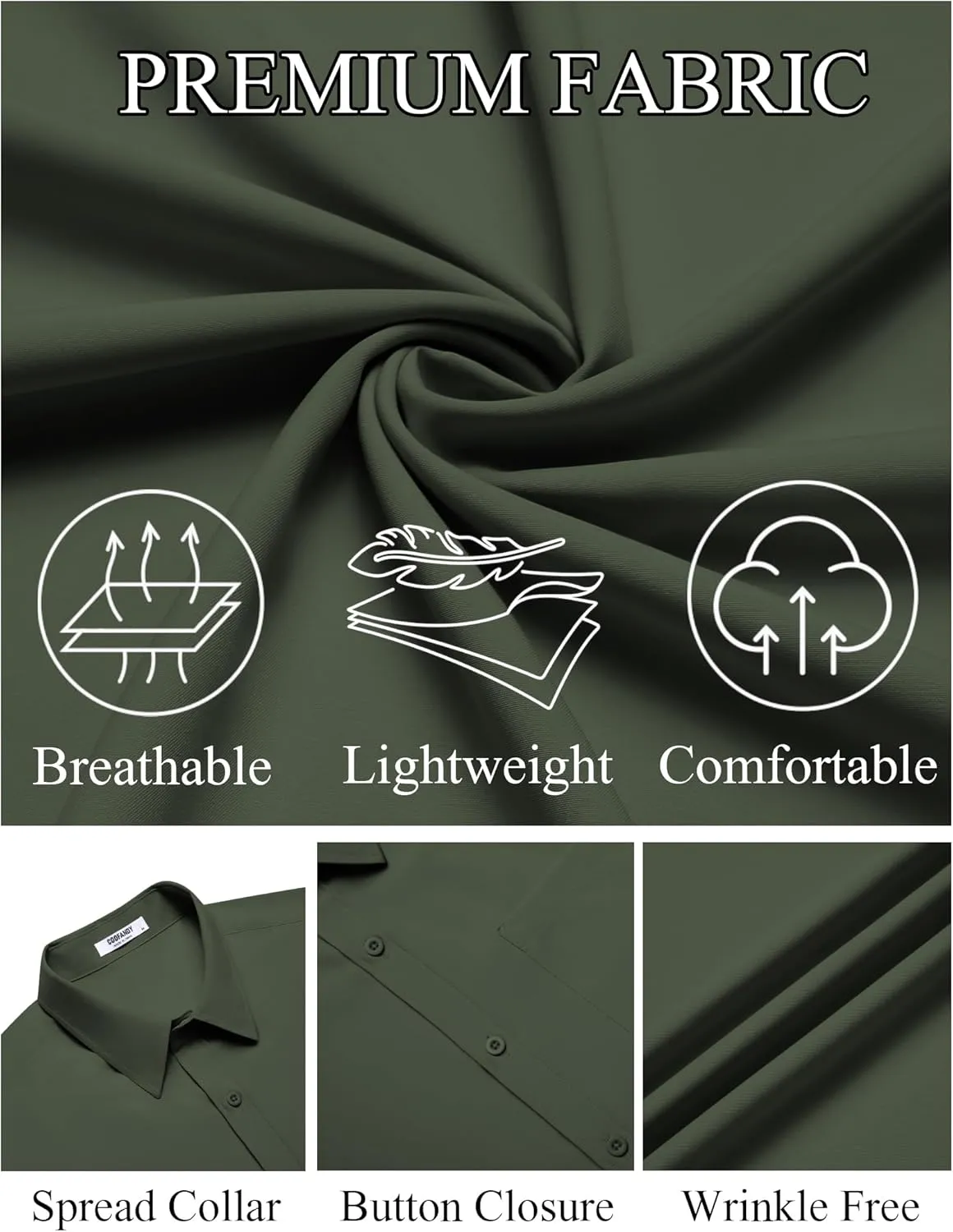 COOFANDY Mens Short Sleeve Dress Shirts Wrinkle Free Button Down Shirts Stain Shield Shirts with Pocket
