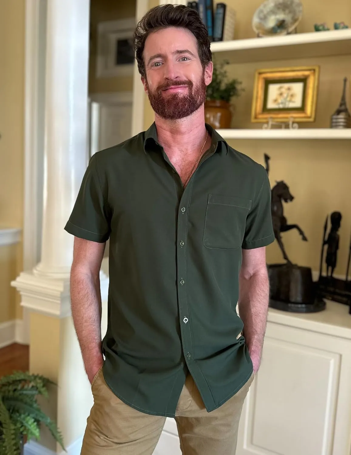COOFANDY Mens Short Sleeve Dress Shirts Wrinkle Free Button Down Shirts Stain Shield Shirts with Pocket