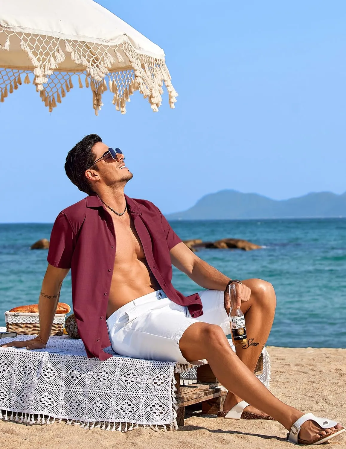 COOFANDY Shirts for Men Short Sleeve Button Down Shirt Casual Summer Beach Shirts