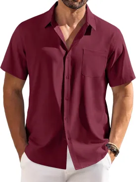 COOFANDY Shirts for Men Short Sleeve Button Down Shirt Casual Summer Beach Shirts