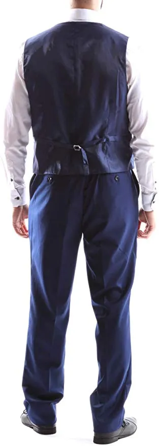 Creativo Men's Single Breasted 2 Button 3pc Vested Suit Slim Fit in Indigo, Style  CT601