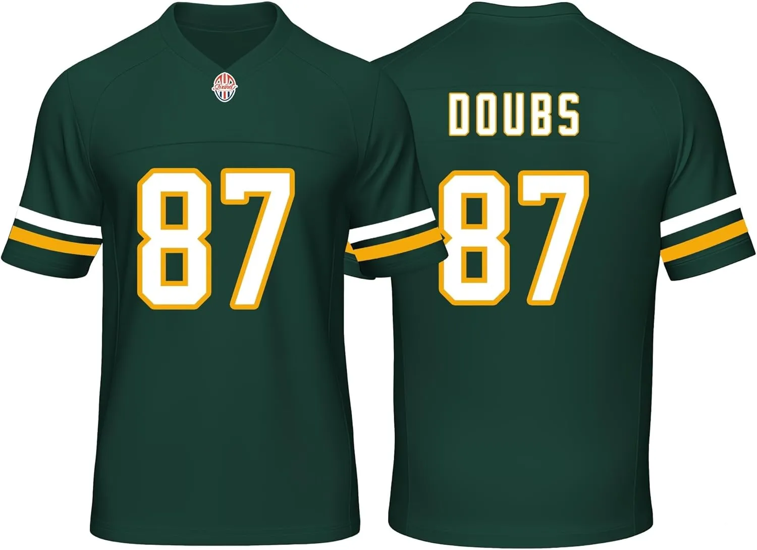 Custom Mens/Youth Football Stitched T-Shirt for Sports Fan Green/White No Brand/Logos