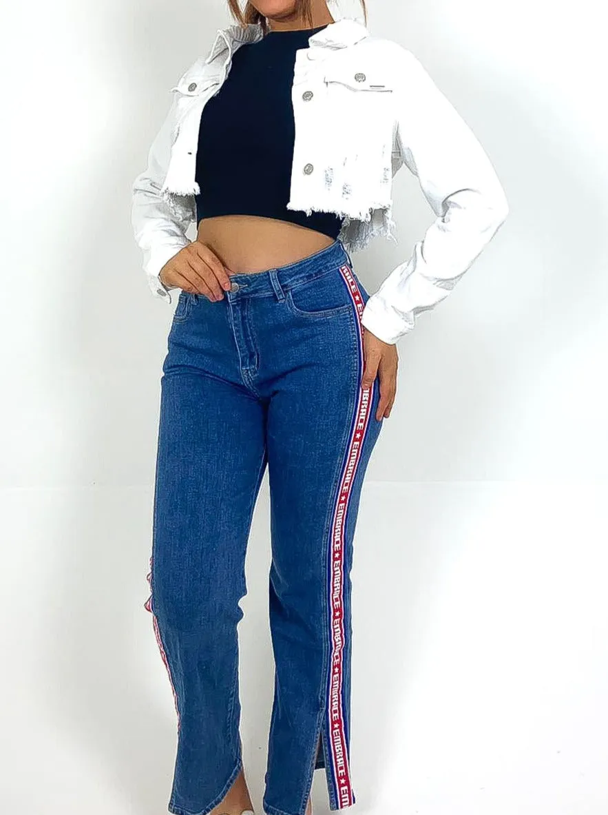 Distressed Crop Denim Jacket