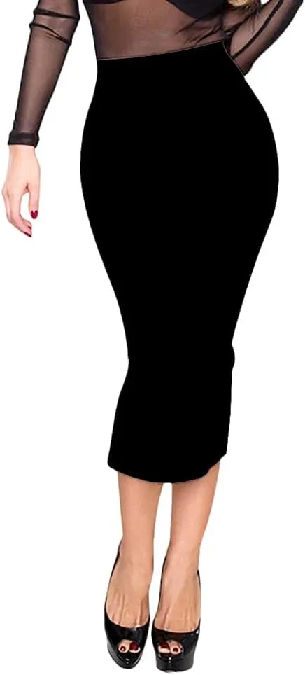 Elastic High Waist Back Split Midi Bandage Skirt