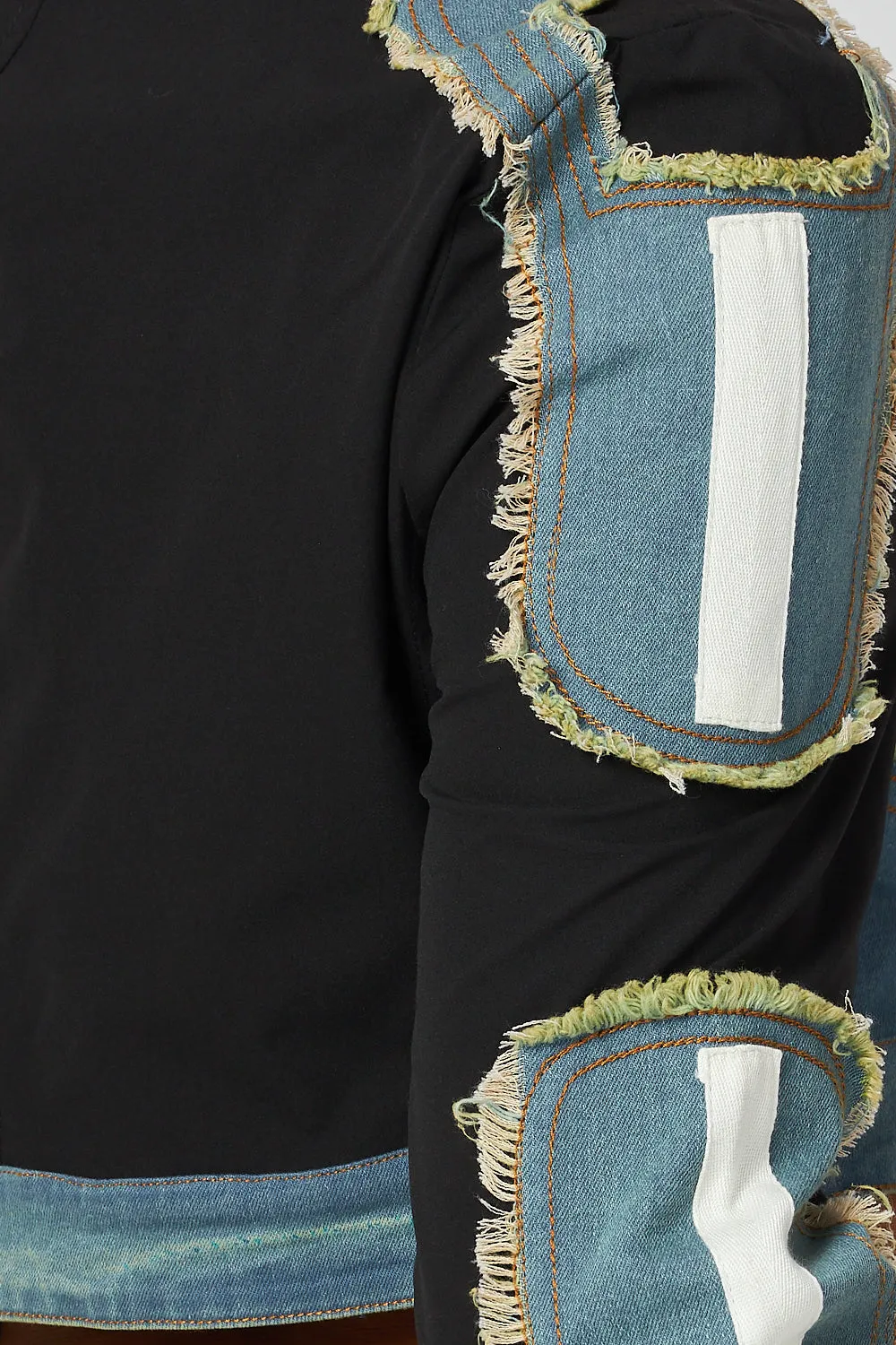 Eliana Denim Contrast Crop Blazer Jacket