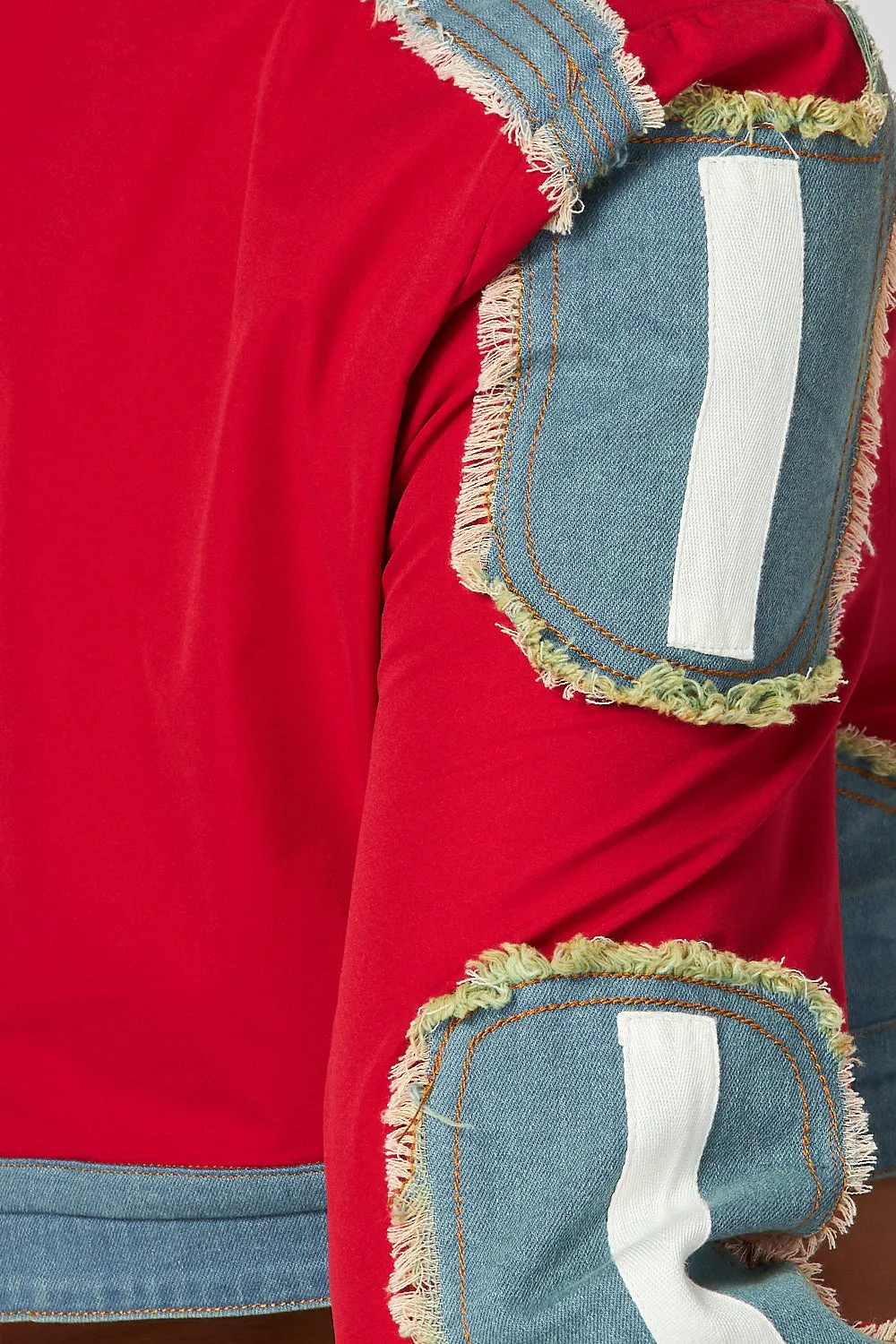 Eliana Denim Contrast Crop Blazer Jacket