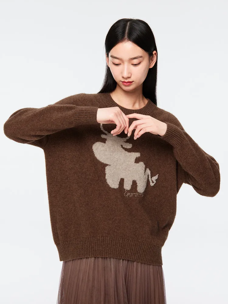 EP YAYING Cute Yak Knit Sweater