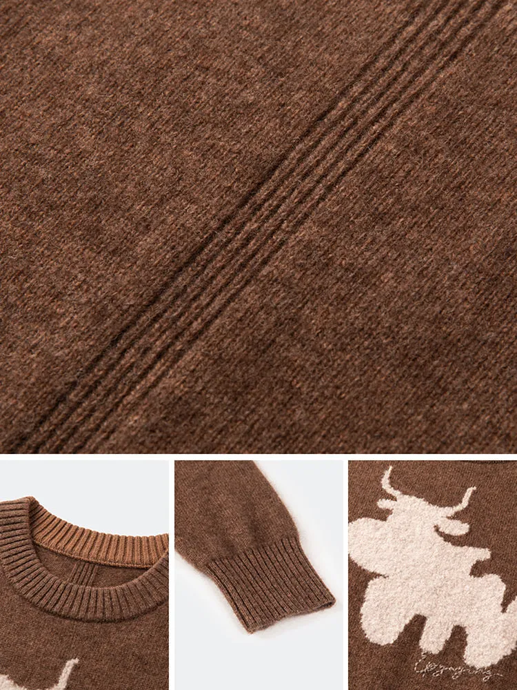 EP YAYING Cute Yak Knit Sweater