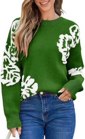 EVALESS Sweaters for Women Trendy Fashion 2024 Long Sleeve Crewneck Pullover Sweater