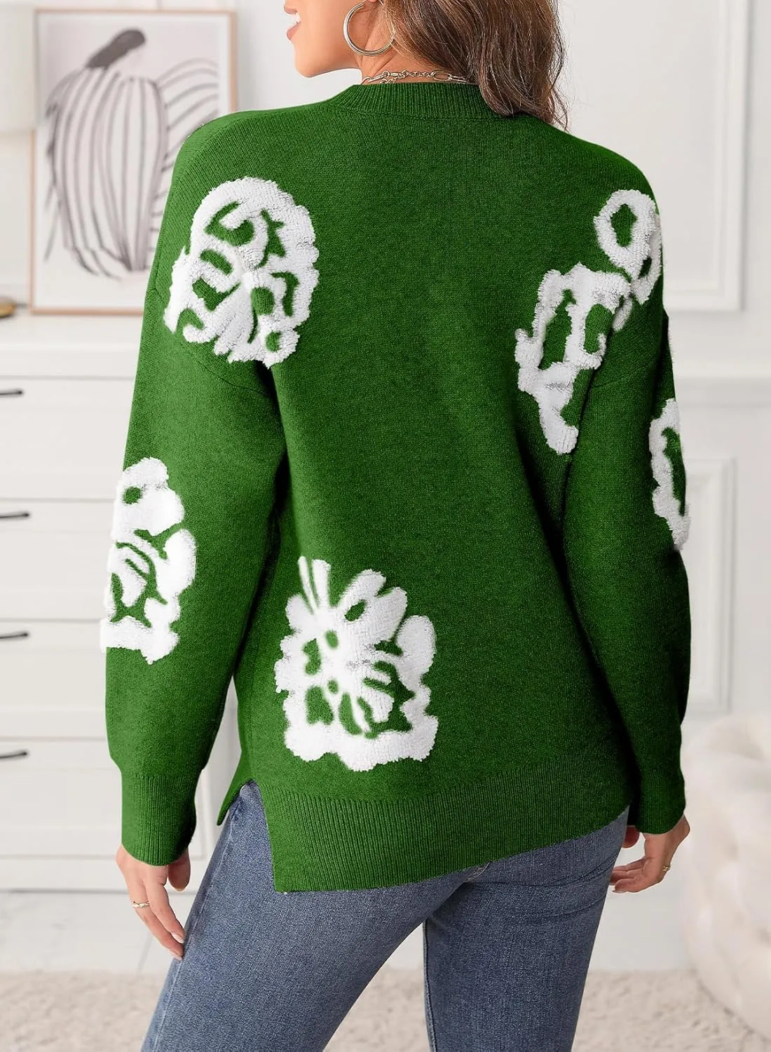 EVALESS Sweaters for Women Trendy Fashion 2024 Long Sleeve Crewneck Pullover Sweater