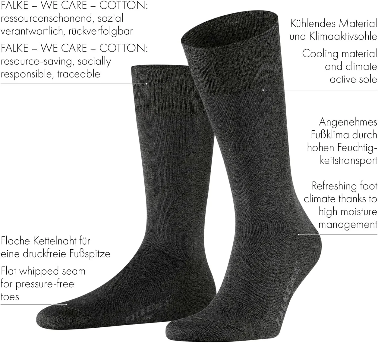 FALKE Men's Cool 24/7 Crew Socks, Breathable, Sustainable, 1 Pair