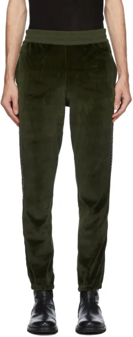 Haider Ackermann Khaki Velvet Logo Tape Lounge Pants