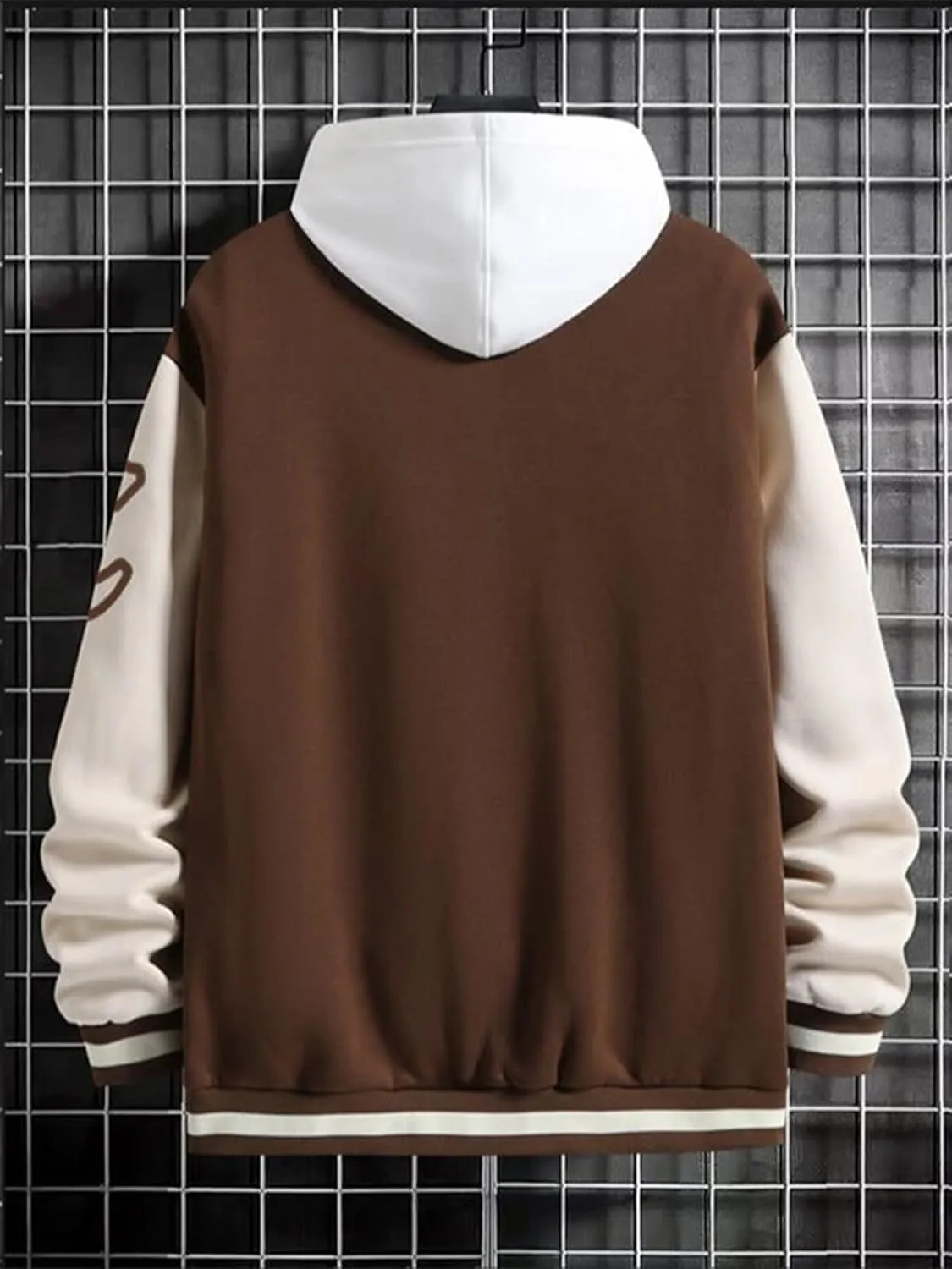 Hulpvktsgiq Men's Varsity Jacket Letter Print Color Block Long Sleeve Couples Baseball Racing Jacket Biker Tops Bomber Coat