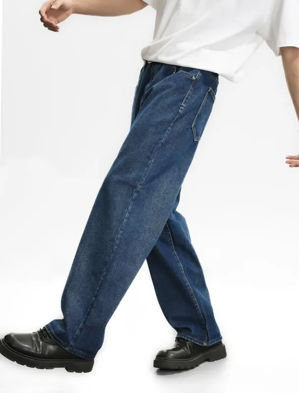 Mens Baggy Hip Hop Jeans Wide Leg Streetwear Jeans Loose Fit Y2K Skater Denim Pants